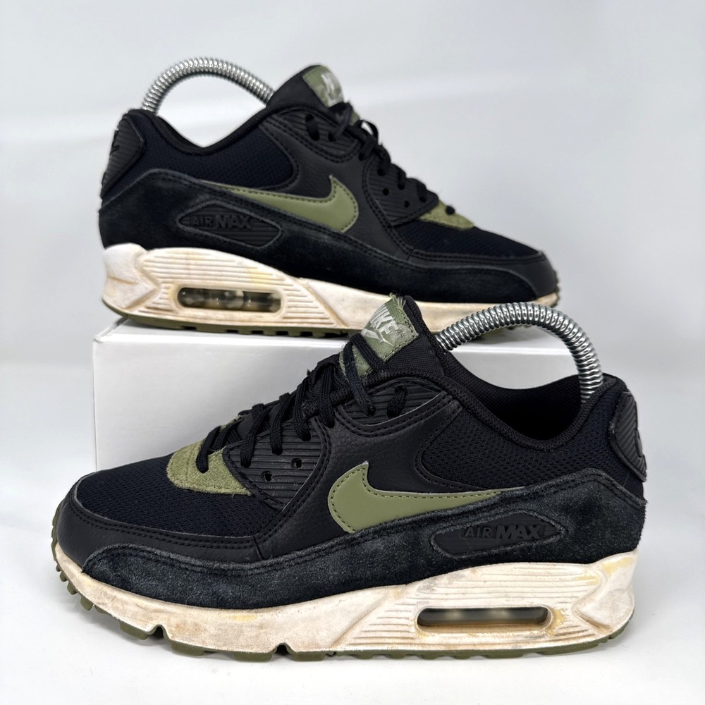 Nike Air Max 90 Women's Size 6 Black Palm Green Shoes 325213-038 Rare Colorway‎